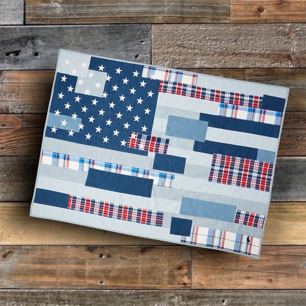 POLO RALPH LAUREN PATCHWORK U.S. FLAG BLANKET- LIKE NEW!!